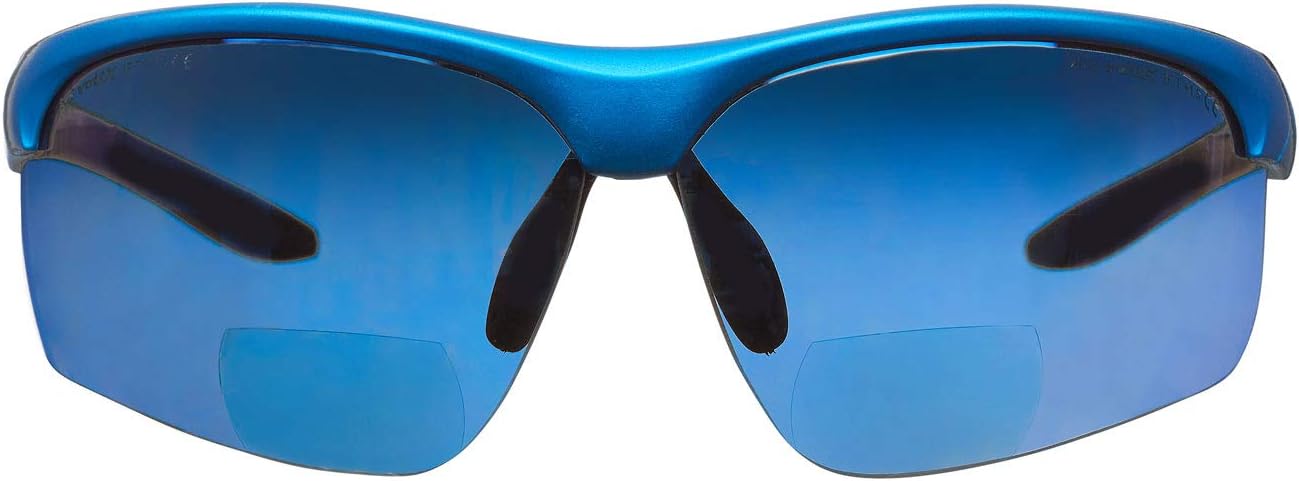 voltX ‘CONSTRUCTOR ULTIMATE’ Gafas de seguridad bifocales de lectura (marco azul, lente de espejo azul + 1.5 dioptrías) con certificación CE EN166FT
