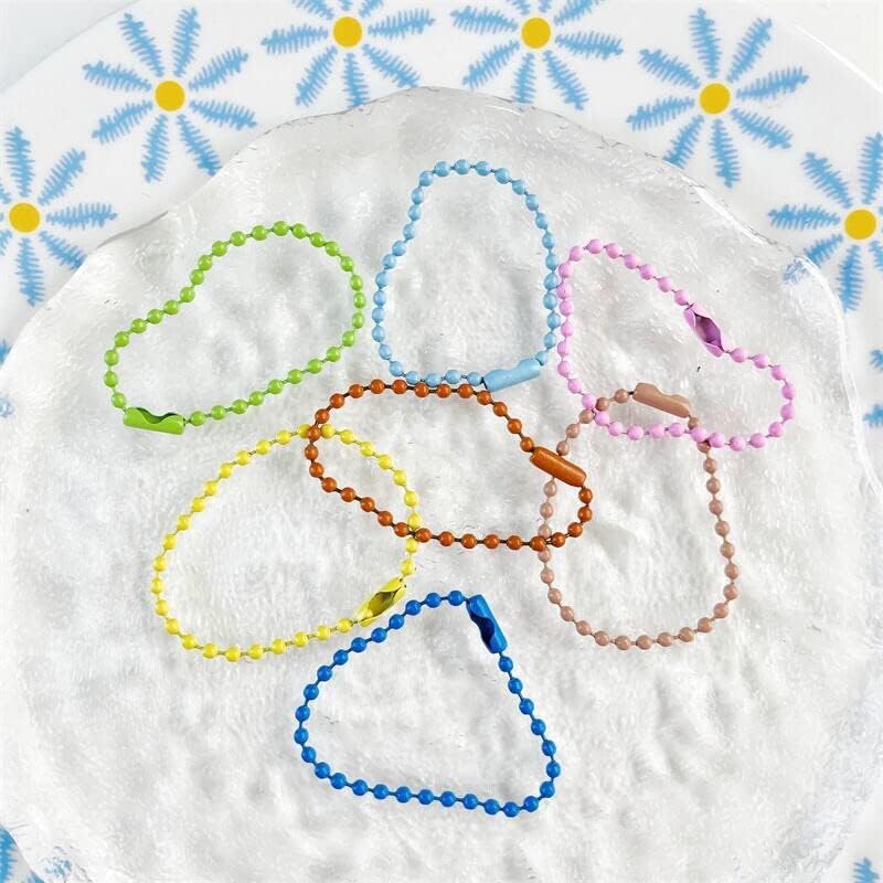 100pcs arco iris colorido bola bola llavero hebilla cuentas cadena DIY accesorio, Color del arco iris