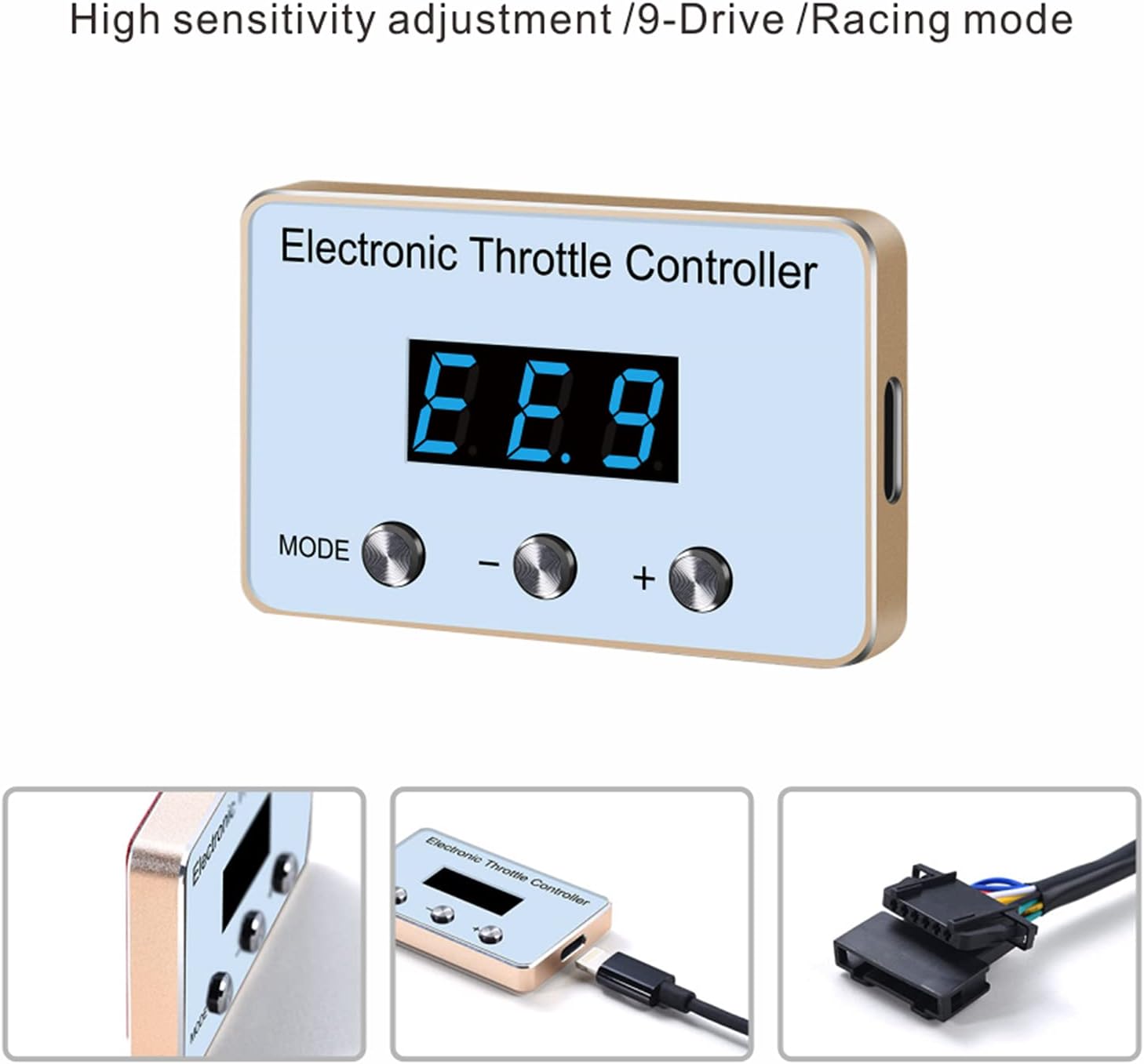 Mallofusa Regulador de respuesta del acelerador regulador electrónico del acelerador 9 modos Acelerador de carreras electrónico inteligente apto