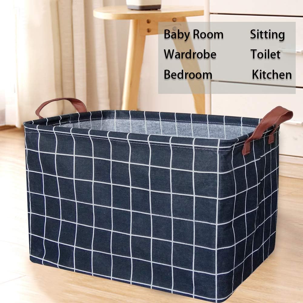 Cesta rectangular de almacenamiento, cesta de guardería de tela de lona para guardar juguetes, caja organizadora impermeable, cesta de lavandería