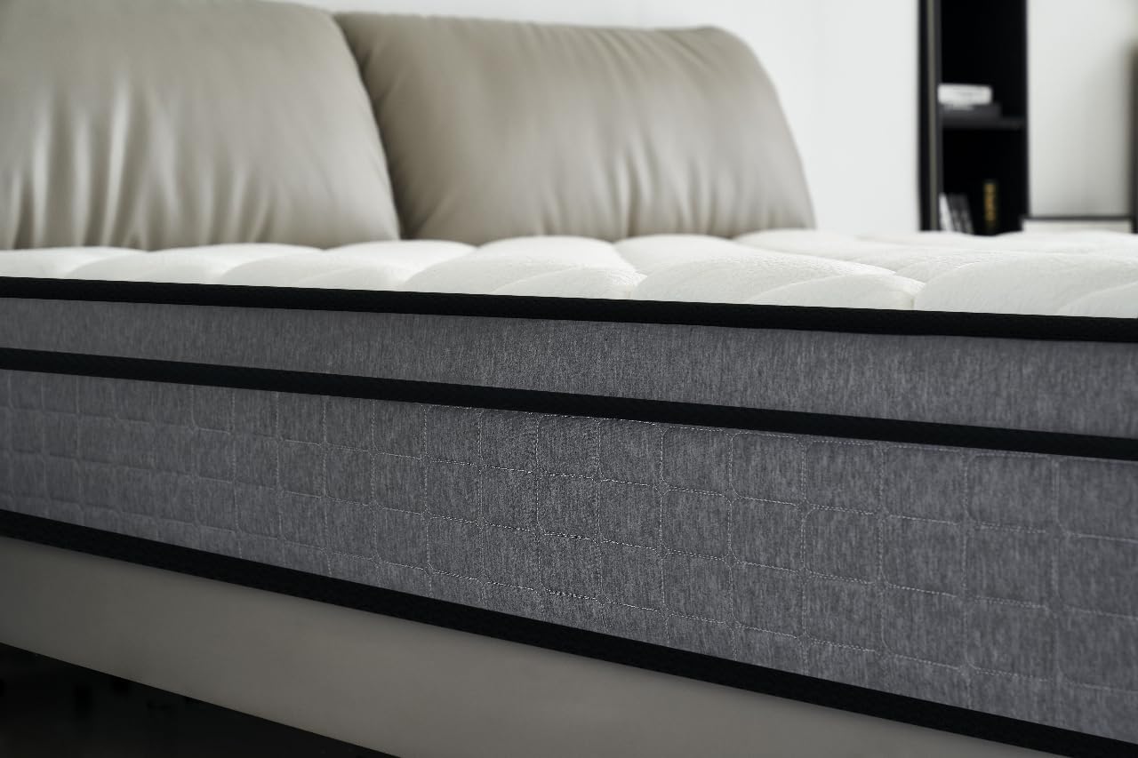 Container Furniture Direct Colchón híbrido tamaño Queen de 12 pulgadas en una caja, cojín de cama con espuma viscoelástica con infusión de gel,