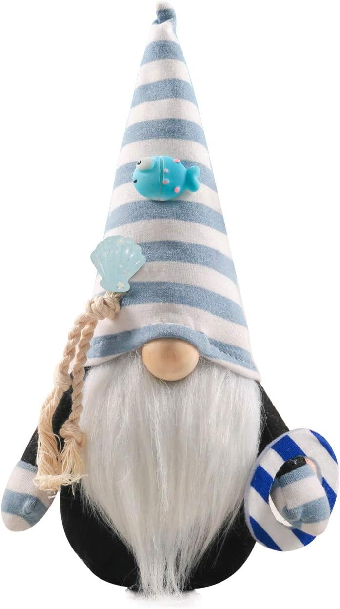 Decoraciones de peluche de gnomo sueco, gnomos del 4 de julio, gnomos sin rostro, festival azul profundo, muñeca náutica del océano,