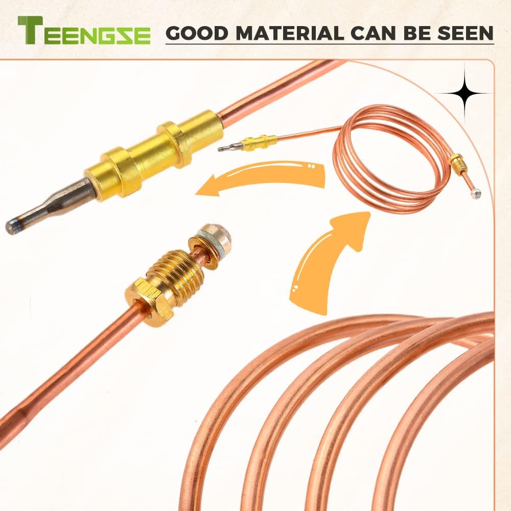 Reemplazo de termopar de gas de 39.5 pulgadas, kit de termopar universal para parrilla de barbacoa, calentador de pared de ventilación Desa 098514-02