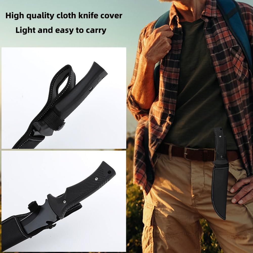 zarfand Cuchillo de bushcraft de 11.9 pulgadas para hombre, cuchillo de campamento de supervivencia, cuchillo de hoja fija con funda, cuchillo de