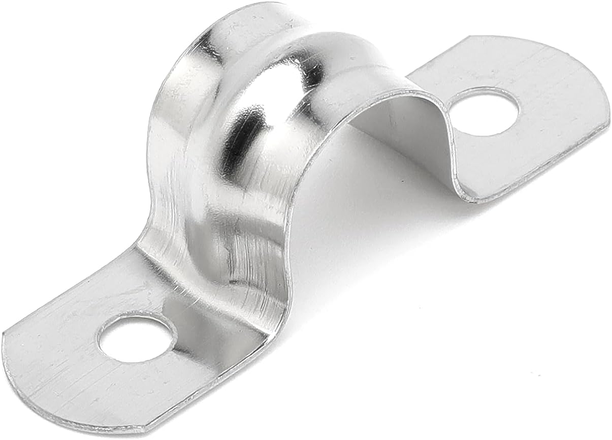 25 correas de tubo rígido de acero inoxidable M12 304 con dos agujeros, abrazaderas de tubo, soporte de tubería resistente para instalación de