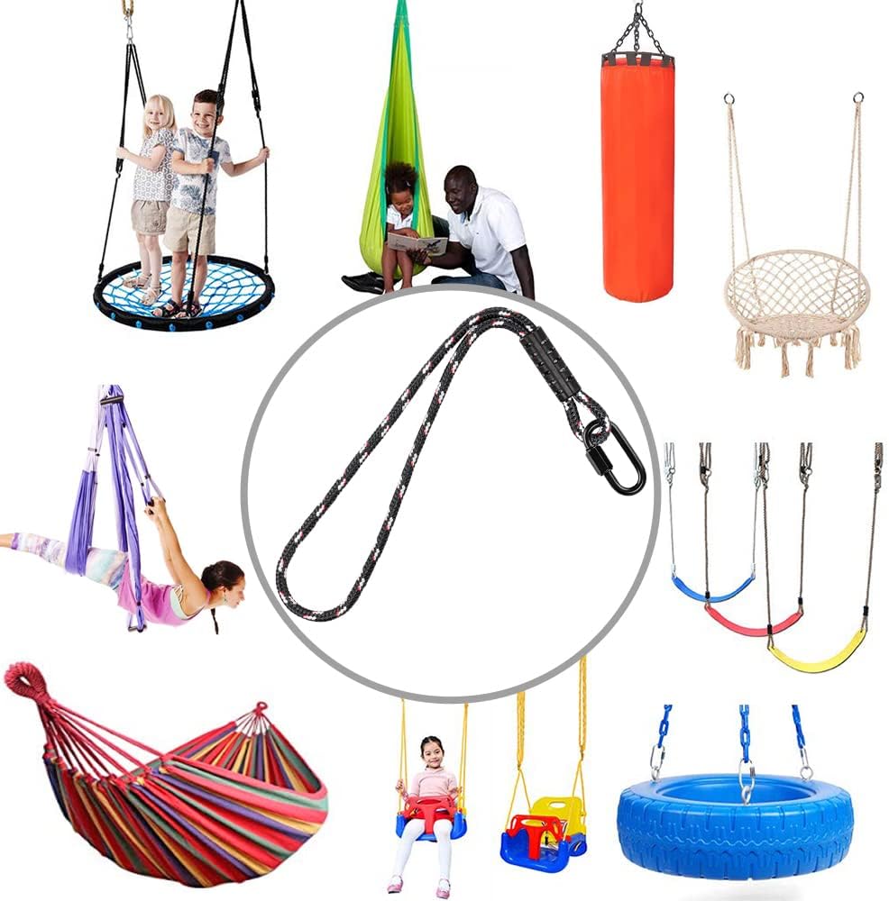 BeneLabel Cuerda de columpio de árbol, correa para colgar hamaca de árbol, mosquetón resistente, para interiores y exteriores, juego de accesorios