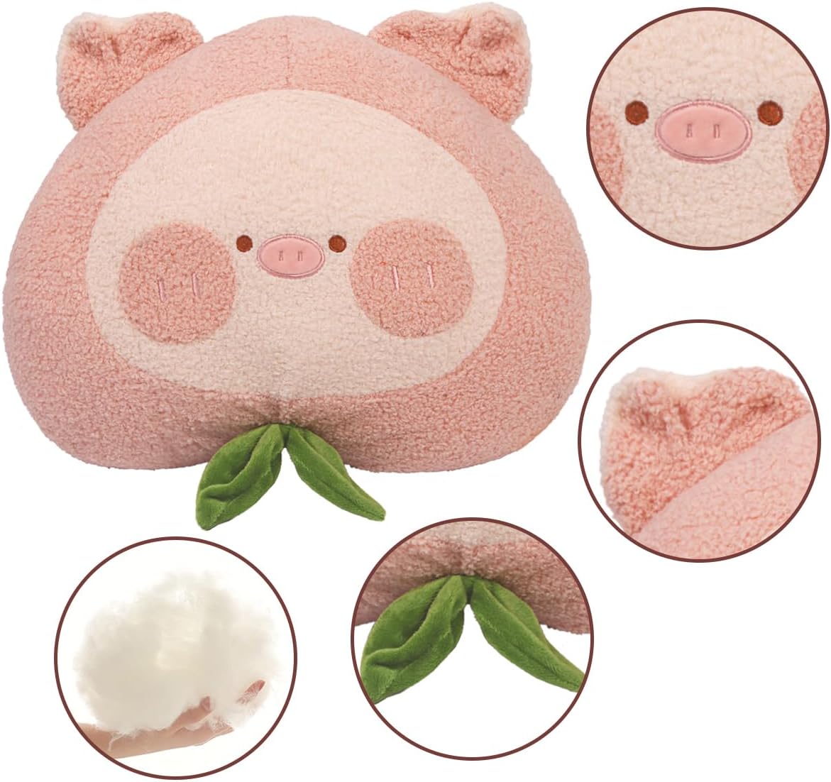 ARELUX Almohada de peluche de anime de cerdo suave de 16 pulgadas, lindo peluche de cerdito de durazno, peluche kawaii, decoración de habitación,