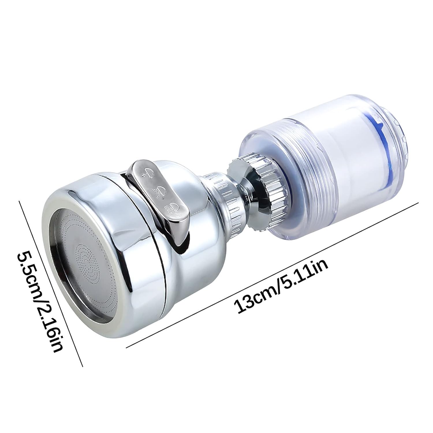 Filtro de agua para grifo con filtro de salpicaduras, filtro de fregadero presurizado universal para el hogar, cocina, baño, lavado diario (plateado)
