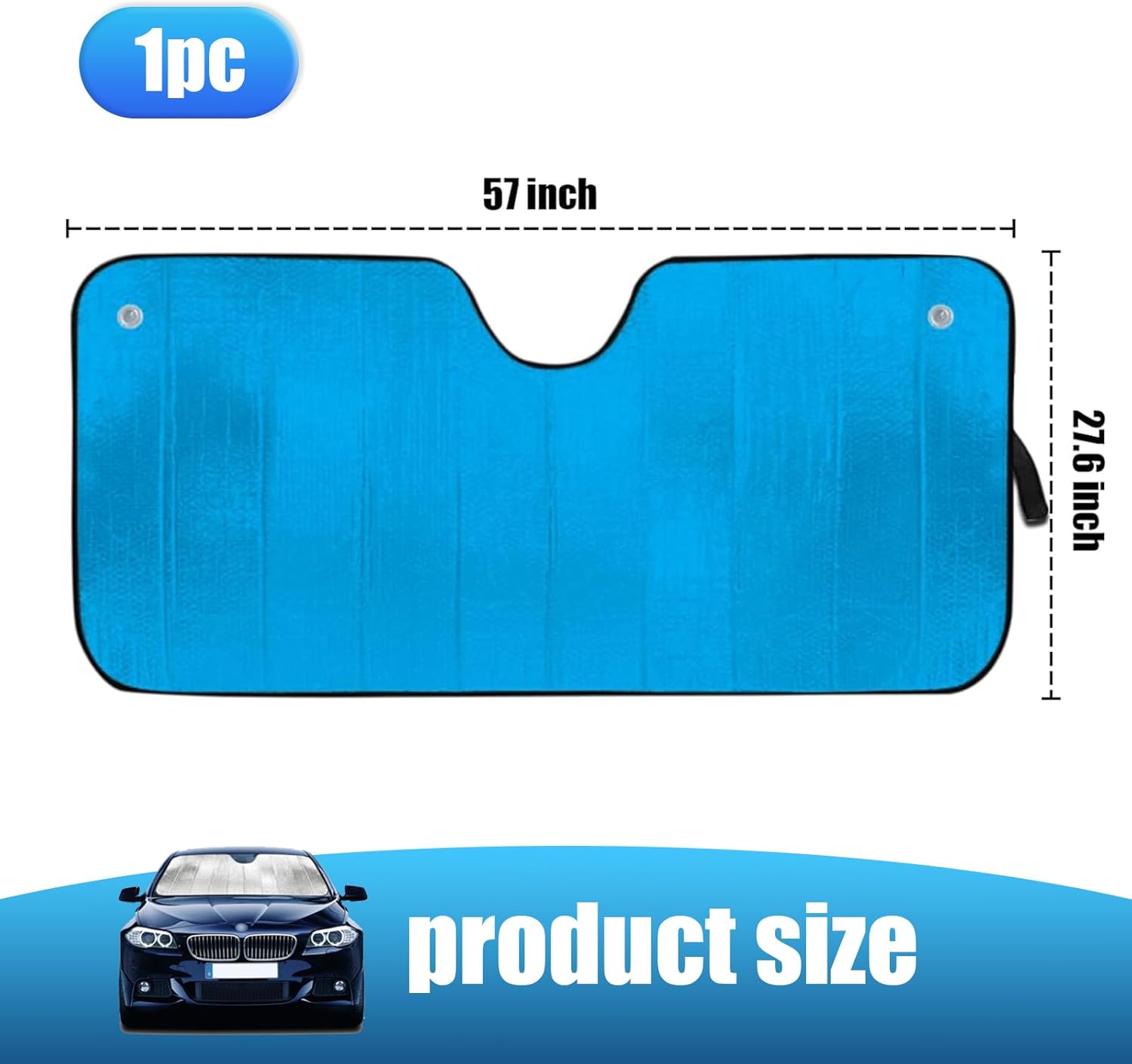 cerfioo Pack-1 Car Front Windshield Sunshade, 57 Inches x 27.5 Inches Heat Shield, Automobile Replacement Accessories, Universal for Most Cars,