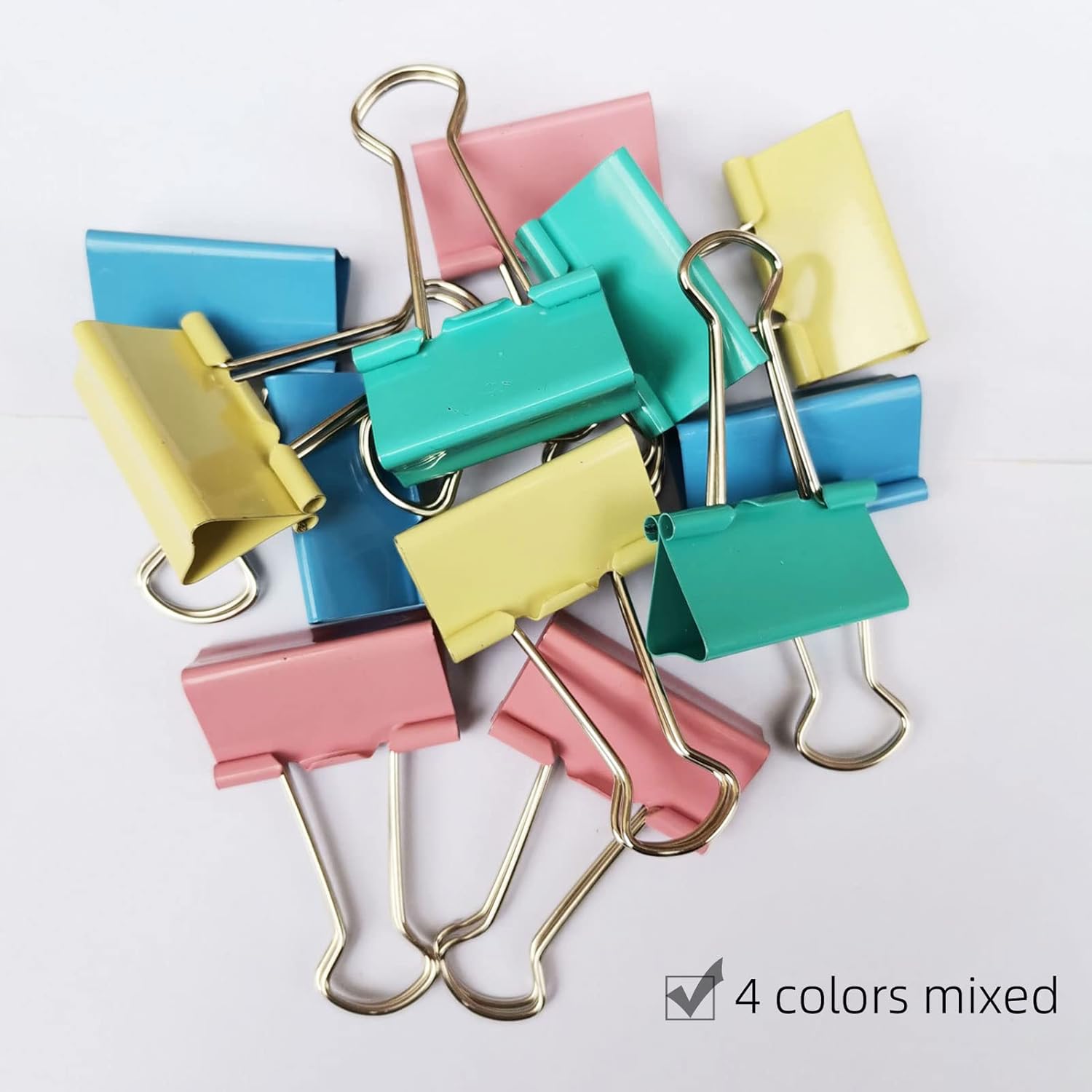 12 clips de metal plegables de color rosa de 1.25 pulgadas, adecuados para la escuela, cocina, tamaño mediano, suministros de oficina en casa,