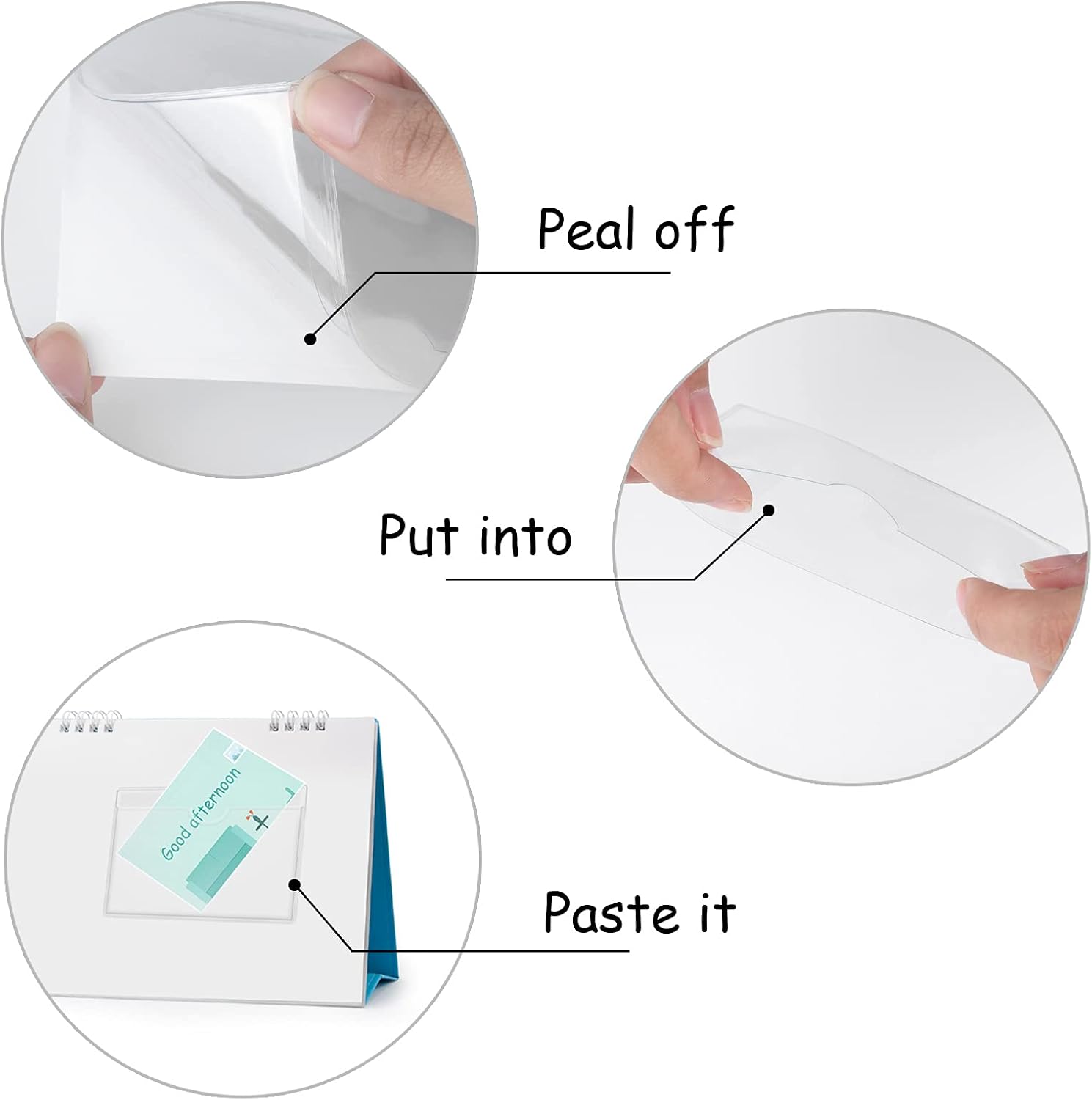 durony Paquete de 60 portatarjetas autoadhesivas para tarjetas, portatarjetas de plástico transparente con apertura superior para tarjetas de