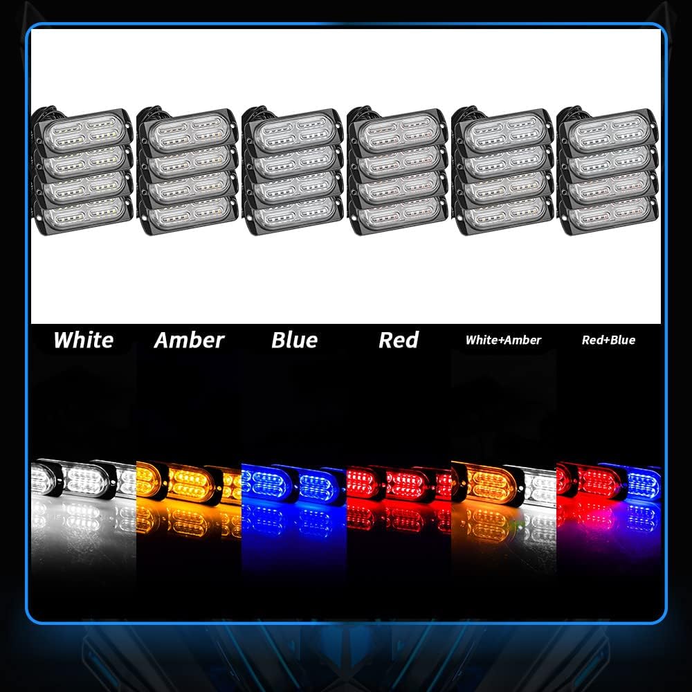 Actualizado Kit de lámparas LED de advertencia estroboscópicas de emergencia, 4 vainas, 20 LED, 18 patrones de destello para luz estroboscópica de