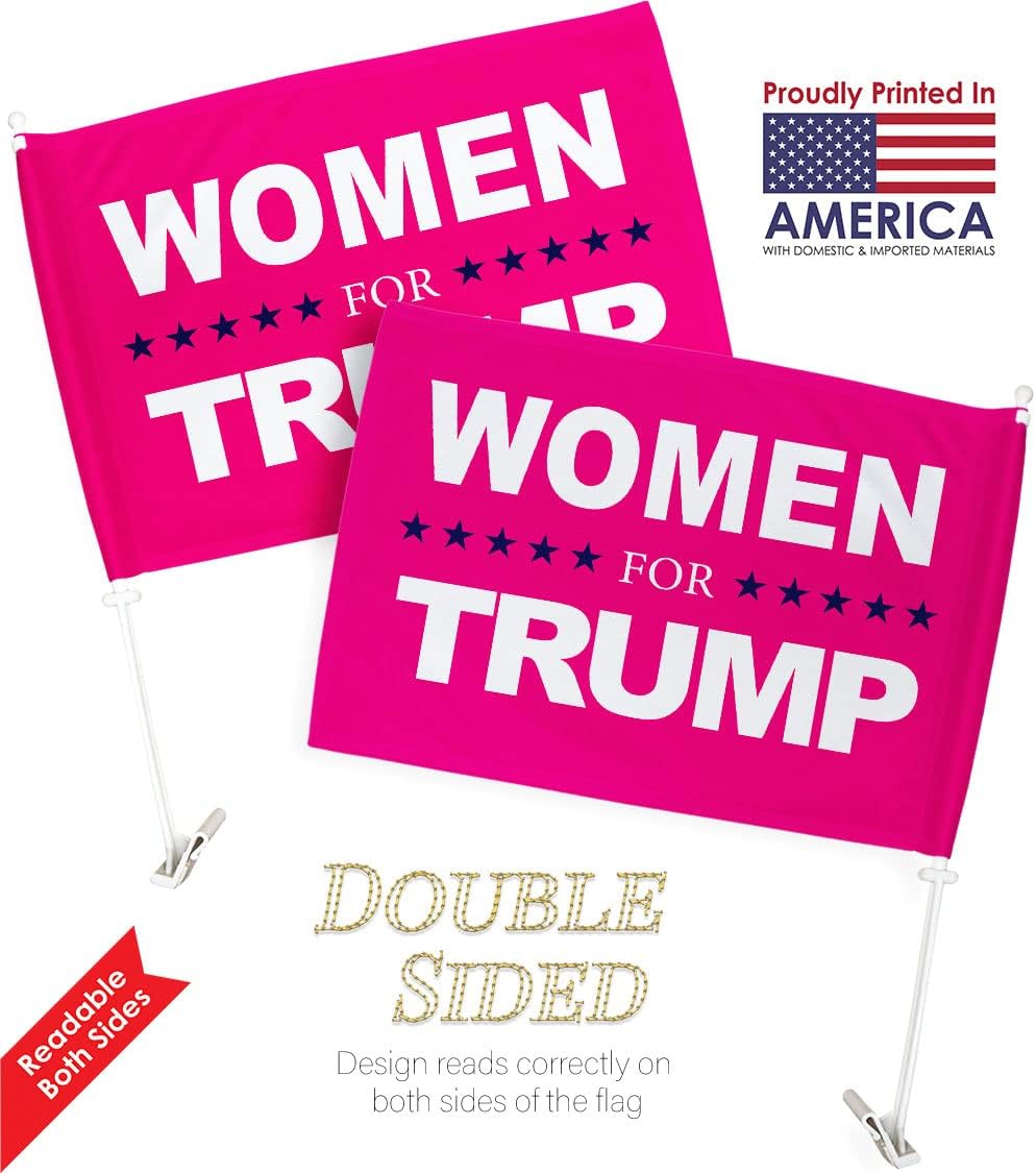 Banderas americanas para Trump, para mujer, para decoración de ventanas, soporte de montaje pequeño Pro-Trump 2024 MAGA Bandera para Carros,