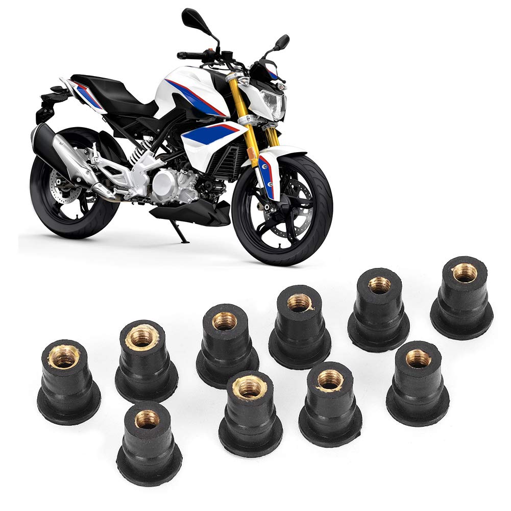 Well Nuts – 10 tuercas de goma M5 de 0.197 in0.2 pulgadas métricas para parabrisas de motocicletas, tuercas de parabrisas para accesorios de