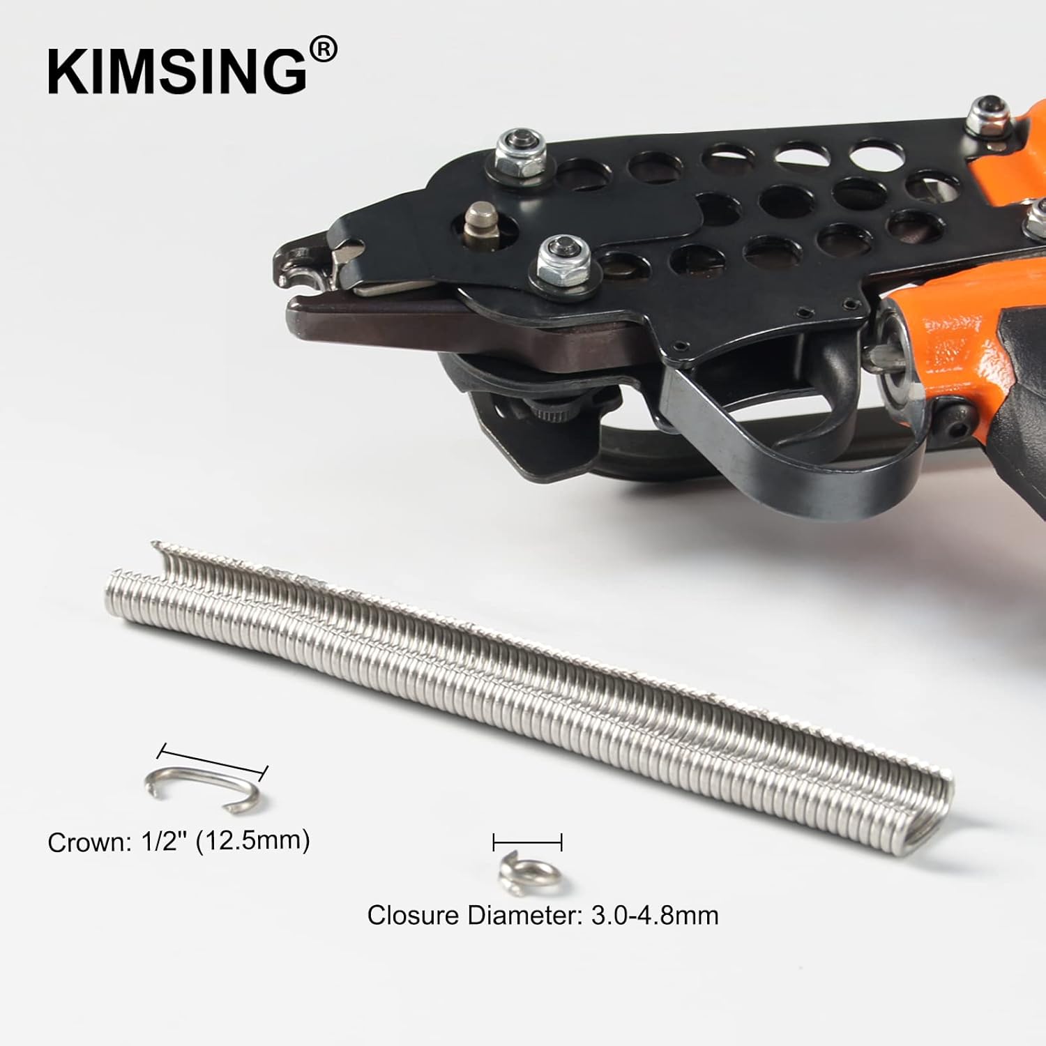 KIMSING SC760 – Juego de grapas de anillo en C de acero inoxidable con corona de 58 pulgadas, anillos en C, grapas de cerdo de alambre, sujetadores