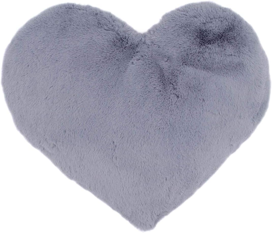 surell – Almohada en forma de corazón de piel sintética – Almohada mullida y esponjosa – Almohada decorativa peluda – Ropa de cama de lujo –