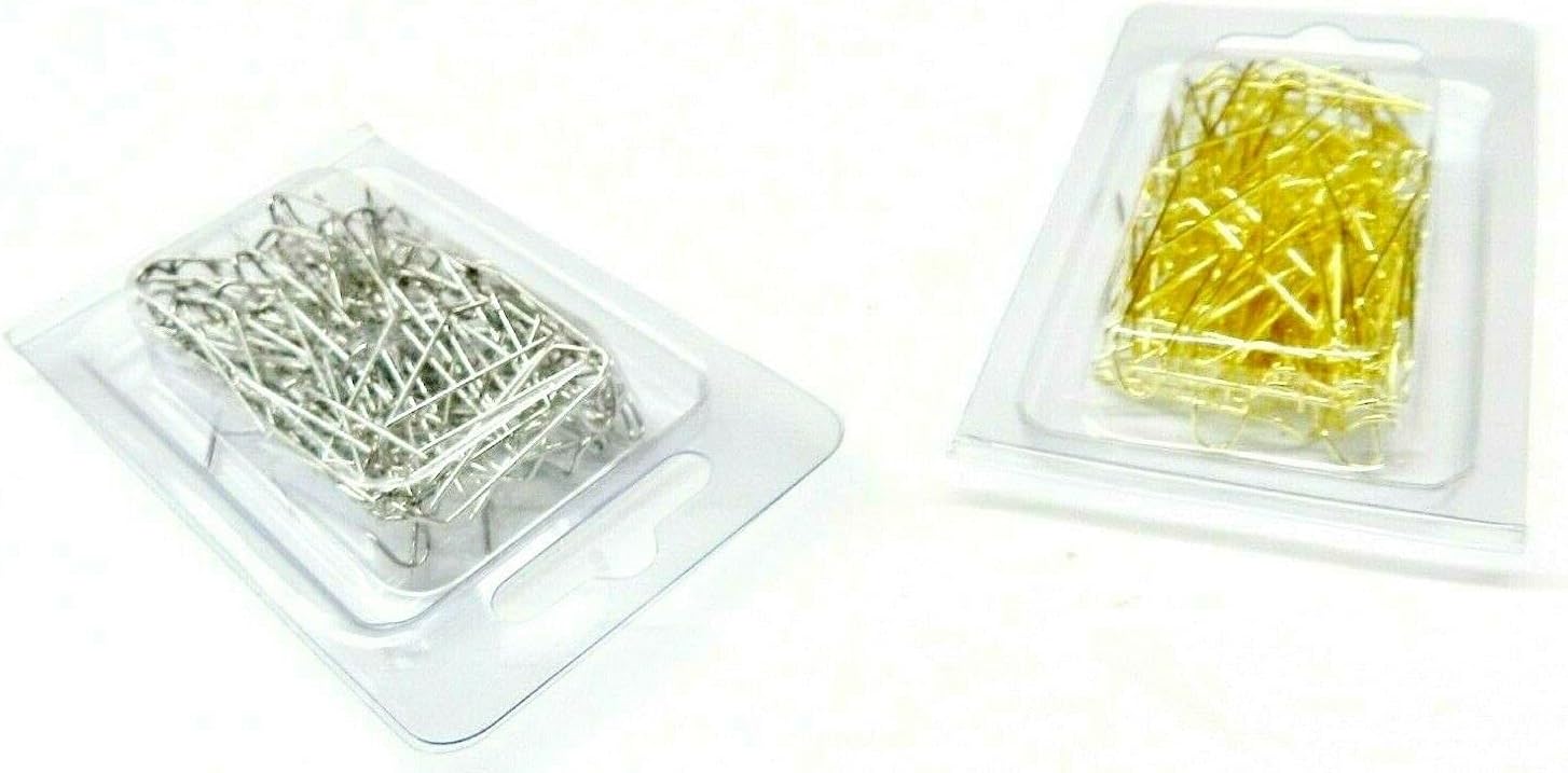 Joyería U-Pins Display Pads Pins Plata & Gold Tone Jewelry Display 200 PCS