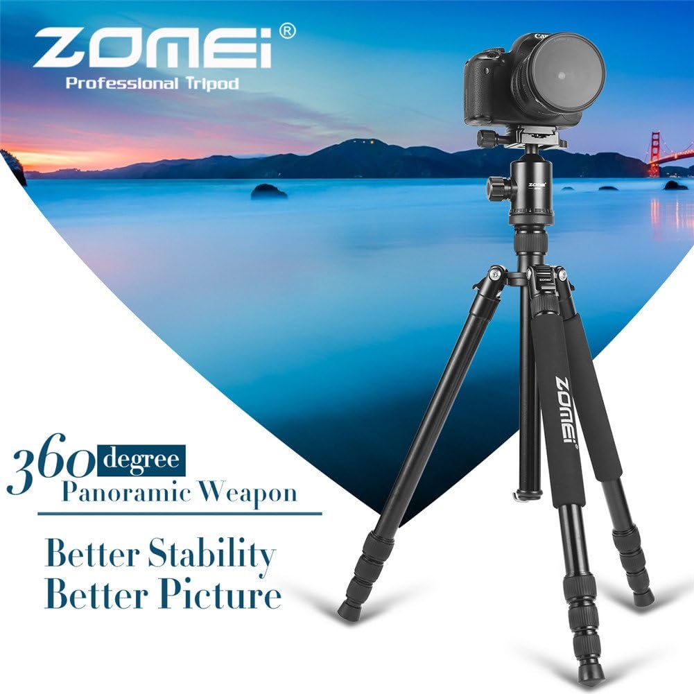 Trípode monopié portátil de aluminio profesional ZOMEi Z818, de 65 pulgadas, con cabezal esférico de 360 grados, placa de liberación rápida de 14 de