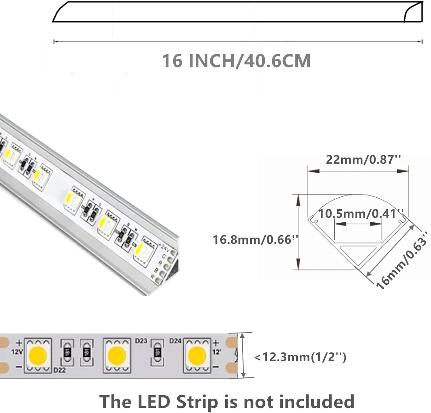 Paquete de 6 tiras LED premium en forma de V de 16 pulgadas con difusor anti UV, mejora tu iluminación para esquinas con estilo y versatilidad