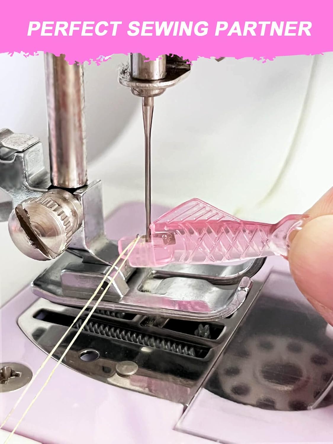 Enhebrador de agujas para máquina de coser, insertador de aguja tipo pez grande para agujas de ojos pequeños, enhebradores simples automáticos de