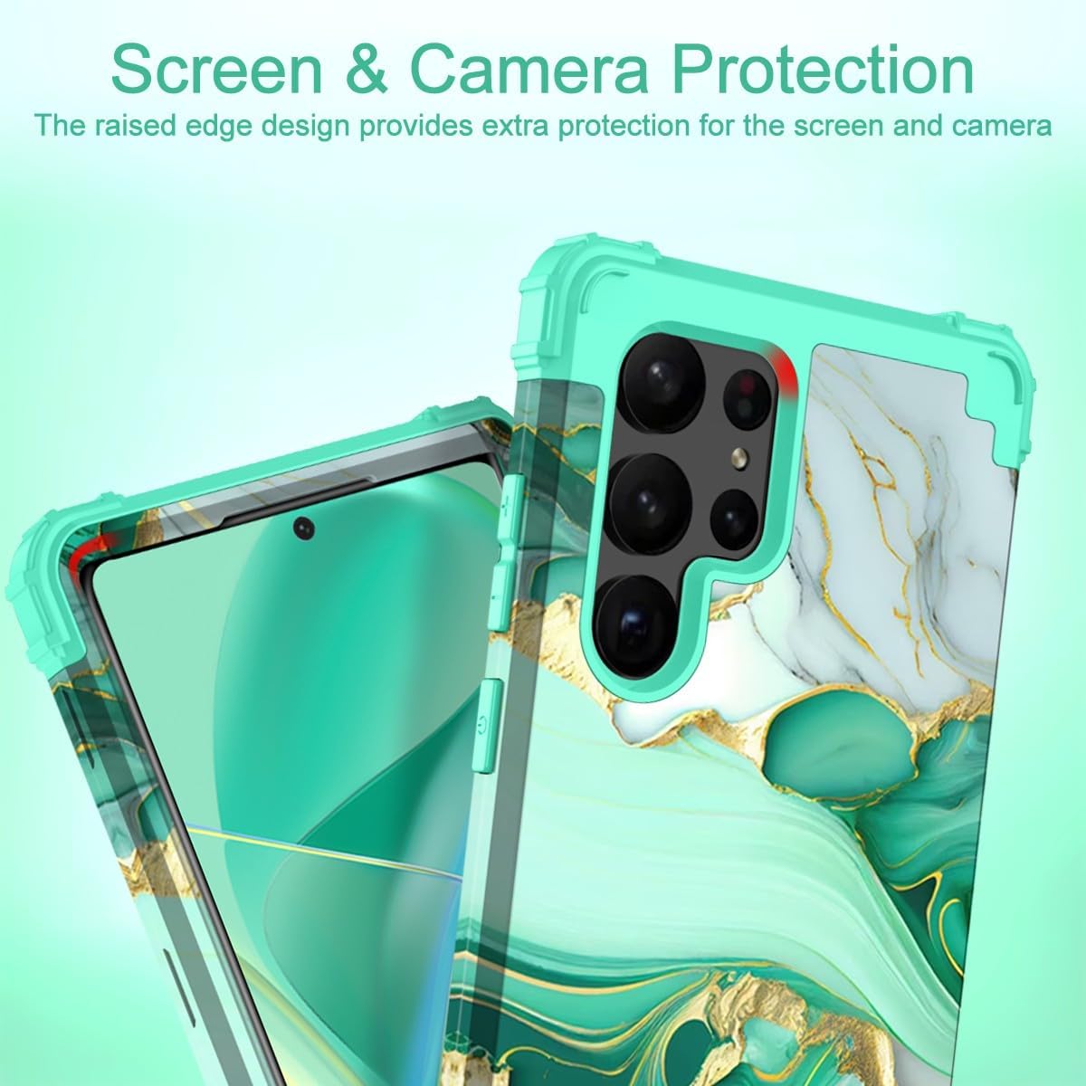 Hocase Para Galaxy S23 Ultra Caso, A Prueba De Golpes De Plástico Duro+Goma De Silicona Suave Carcasa Protectora Híbrida De Doble Capa Para Samsung