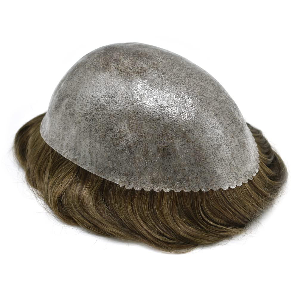 Toupee para hombres, pieza de cabello humano real, sistemas de reemplazo de cabello de polietileno completo, extensiones de pelo para hombre,