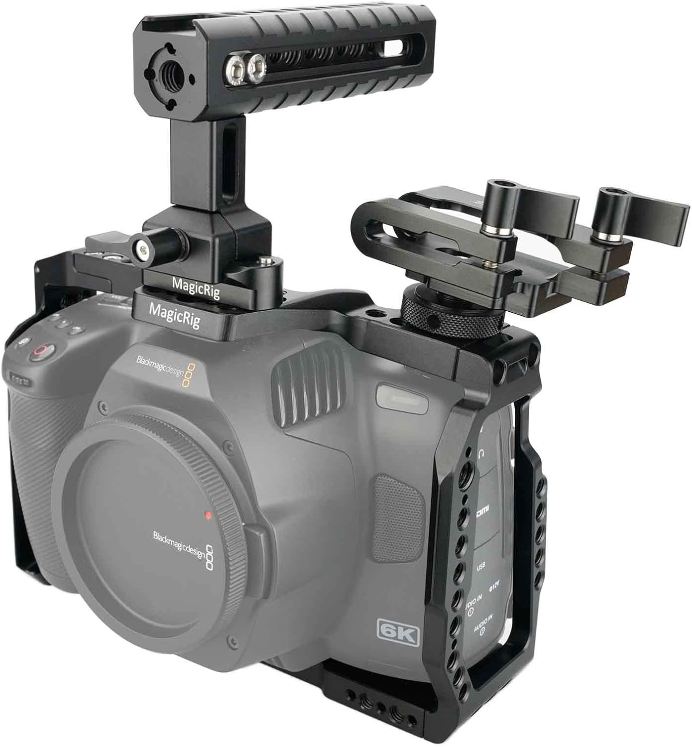 BMPCC 6K Pro y 6K G2 Kit de jaula completa, con mango superior, riel NATO y soporte SSD T5, para cámara de cine Blackmagic Design Pocket 6K Pro y 6K