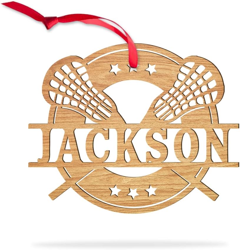 Adorno personalizado de palos de lacrosse  nombre personalizado, adorno LAX, adornos de equipo y jugador de lacrosse, decoración de regalo para