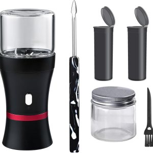 Sunseeke Molinillo eléctrico de hierbas con batería incorporada, 2 piezas de 1.7 oz de vidrio para hierbas, mini cámara portátil de color negro Sunseeke Molinillo eléctrico de hierbas con batería incorporada, 2 piezas de 1.7 oz de vidrio para hierbas, mini cámara portátil de color negro