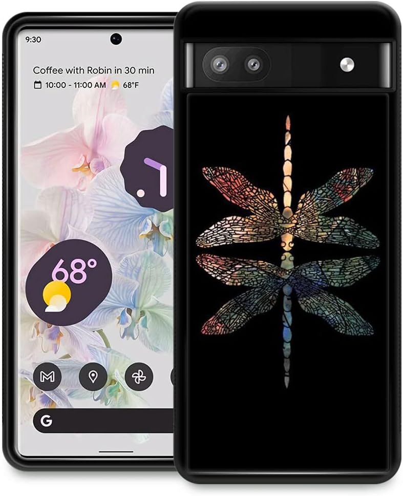 ZHEGAILIAN Funda compatible con Google Pixel 6A, diseño colorido de libélula en la parte posterior, silicona suave, TPU anticaída, antideslizante,