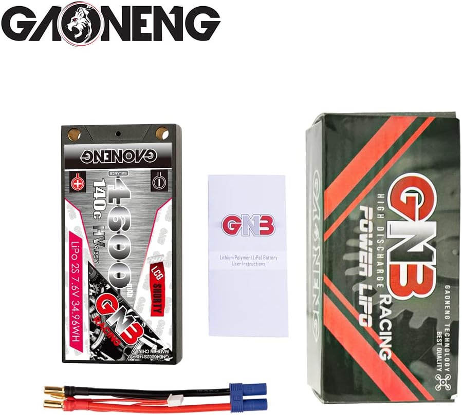 GAONENG HV GNB 4600MAH 2S 7.6V 140C 0.197 in Bullet Hard Case LCG Shorty Thin Super Shorty Hard Case RC LiPo Batería RC Coche 112 110