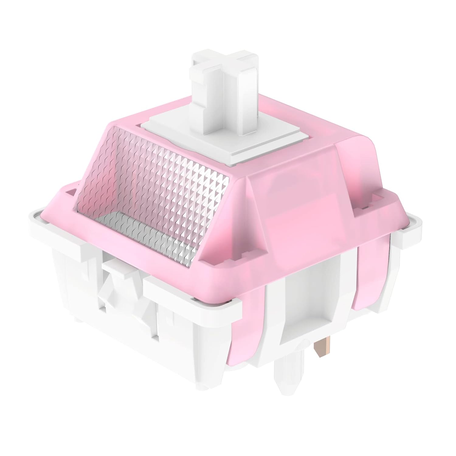 ZugGear DUROCK – Interruptores de loto blanco, DUROCK – Interruptor de teclado táctil ligero de 1.98 oz con poste largo, chapado en oro, PC
