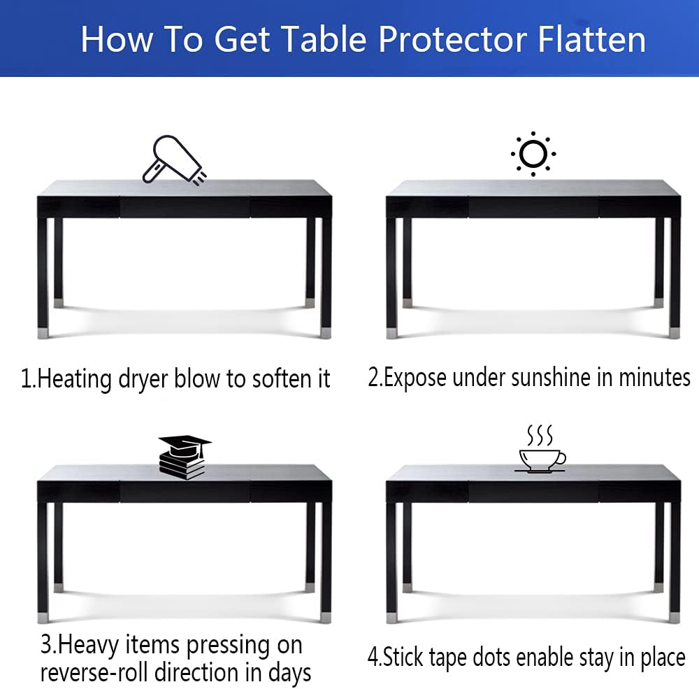 Protector de PVC transparente de 16 x 42 pulgadas para escritorio, cubierta de vinilo transparente resistente para mantel de mesa, mesa de oficina,