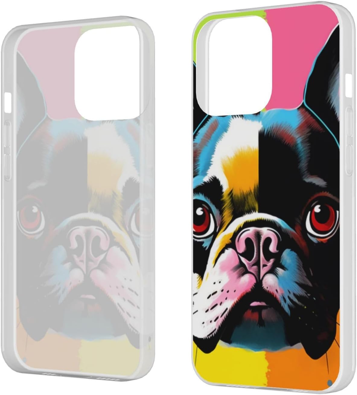 EMPYRI Funda de teléfono con estampado de bulldog francés colorido para iPhone 14 Pro Max de 6.7 pulgadas, transparente, a prueba de golpes, no se