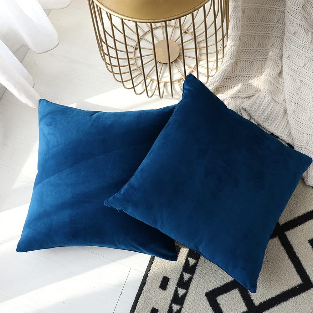 Juego de 2 cómodas fundas de almohada para ropa de cama, fundas decorativas para sofá y sillón, terciopelo sólido suave con cremallera oculta, 18 x