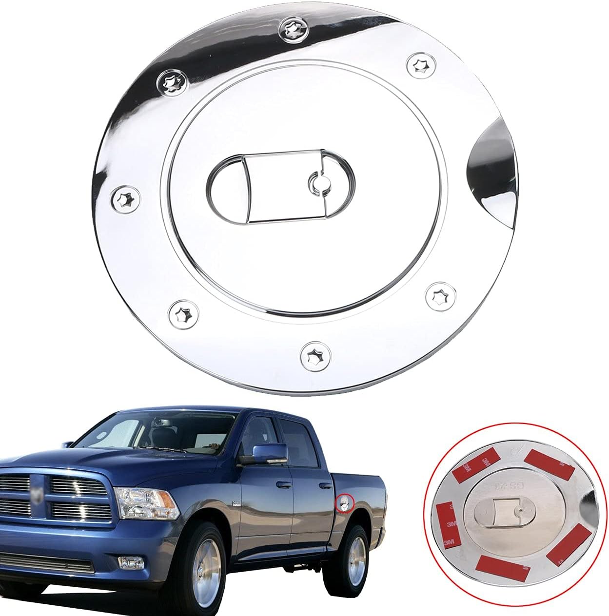Tapa de depósito de combustible de triple cromo para Dodge Ram 1500 2500 3500 2009-2017