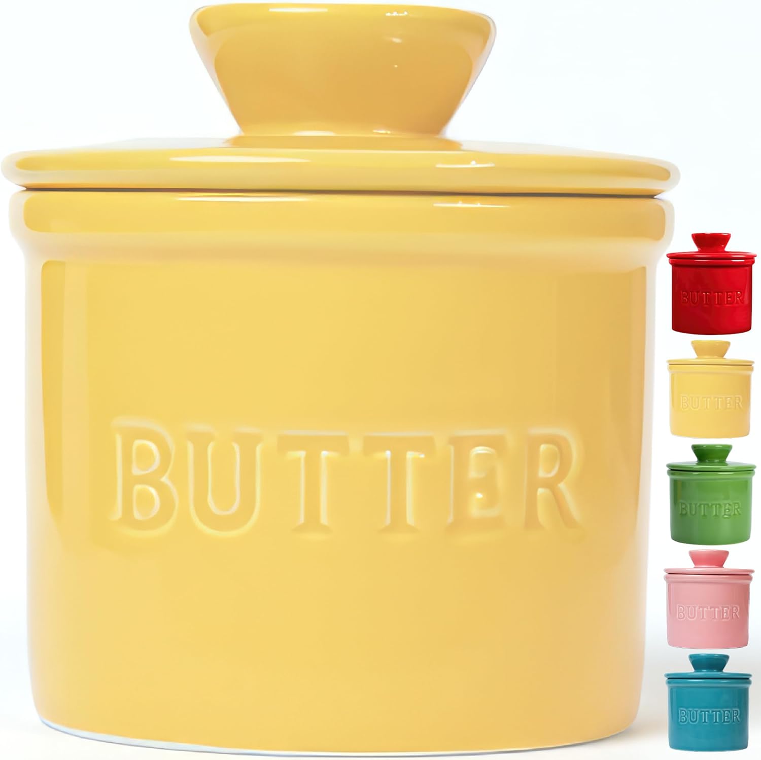 PriorityChef – Mantequilla francesa para encimera con línea de agua, mantequilla untable bajo demanda, mantequilla de cerámica para dejar en la