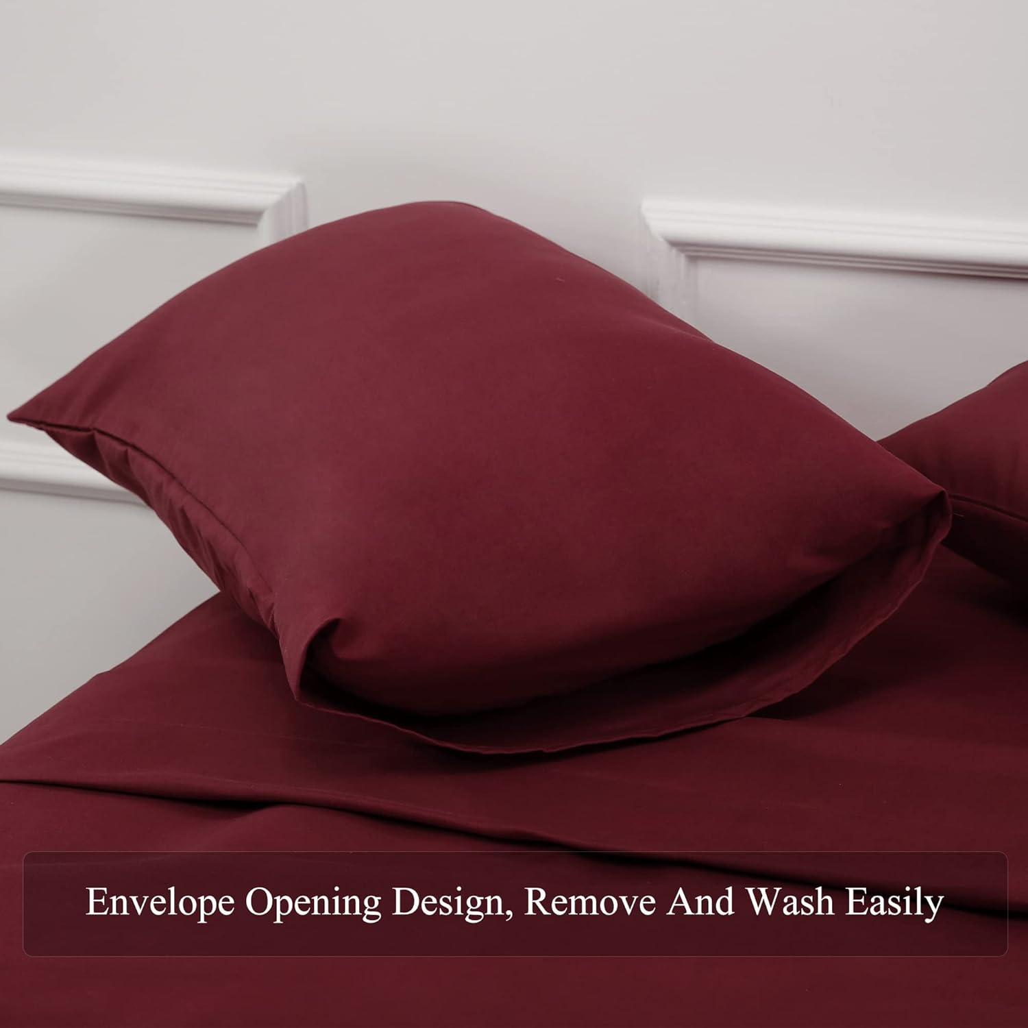 Juego de sábanas de diseño estampado clásico – Juegos de sábanas con bolsillo profundo ultra suave y transpirable., Microfibra, Burgundy, Completo