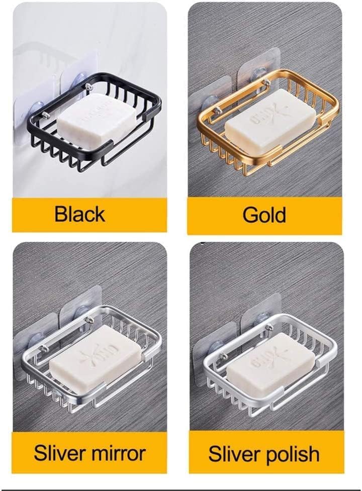 2 jaboneras doradas para ducha, estante de drenaje colgante creativo, soporte autoadhesivo para jabonera, estante de almacenamiento de jabonera, sin