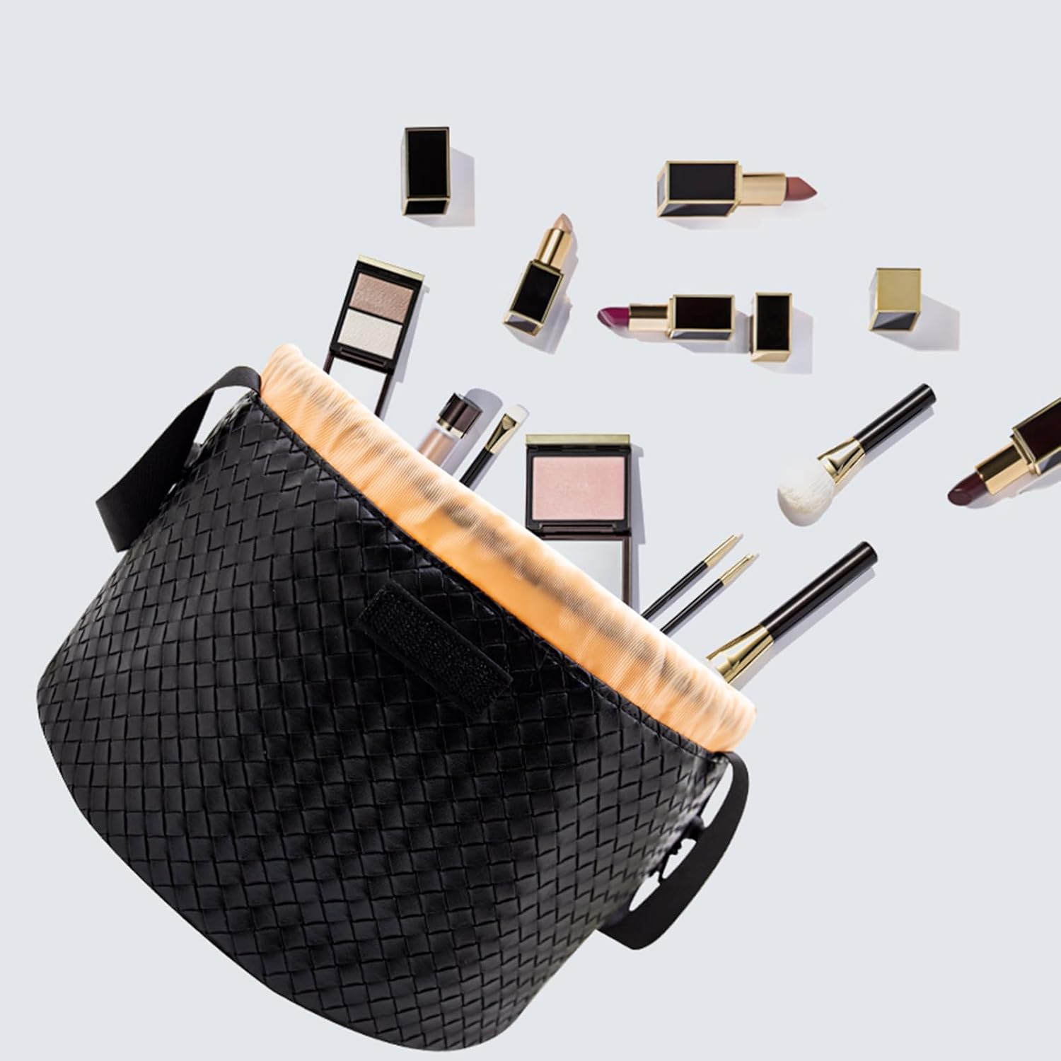 Organizador de maquillaje grande con cordón, bolsa de maquillaje de barril para cosméticos, bolsa de aseo para viajes, bolsas de maquillaje