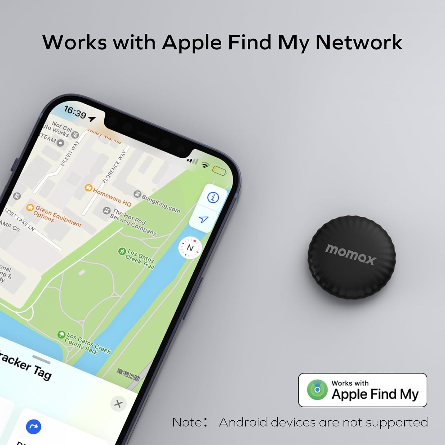 MOMAX Etiqueta de rastreador, buscador de llaves perdidas funciona con Apple Find My (solo iOS), rastreador de llaves con ubicación de