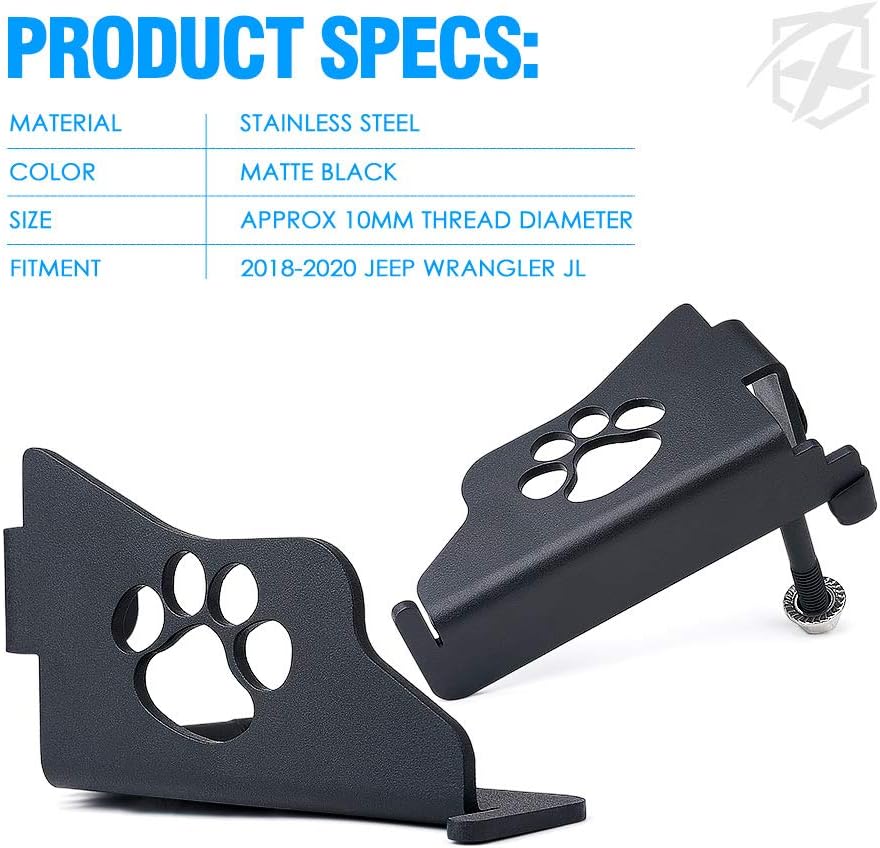 Xprite Estribos de acero de metal para puerta delantera, pedales de reposapiés para Jeep Wrangler JL JLU 2018-2021, 1 par