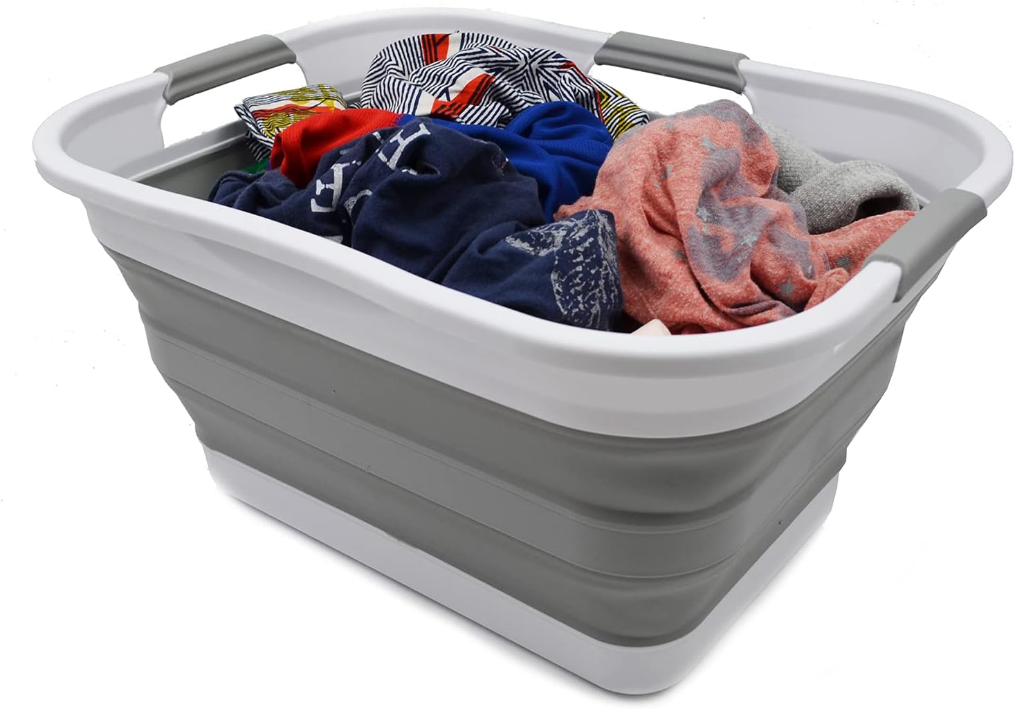 SAMMART Juego de 2-30L (8 galones) Cesta de lavandería de plástico plegable – Contenedororganizador plegable – Tina de lavado portátil, capacidad de
