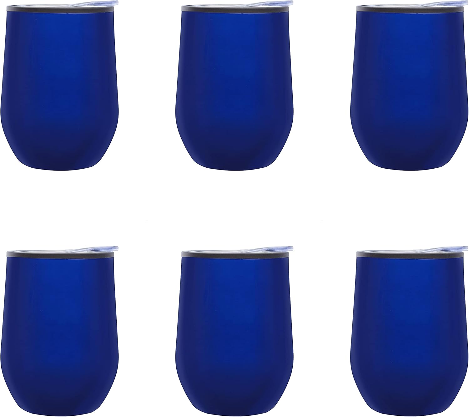 DISCOUNT PROMOS Vasos de vino sin tallo de 12 onzas, juego de 6, paquete a granel, aislados, perfectos para vino, cócteles, otras bebidas frías y