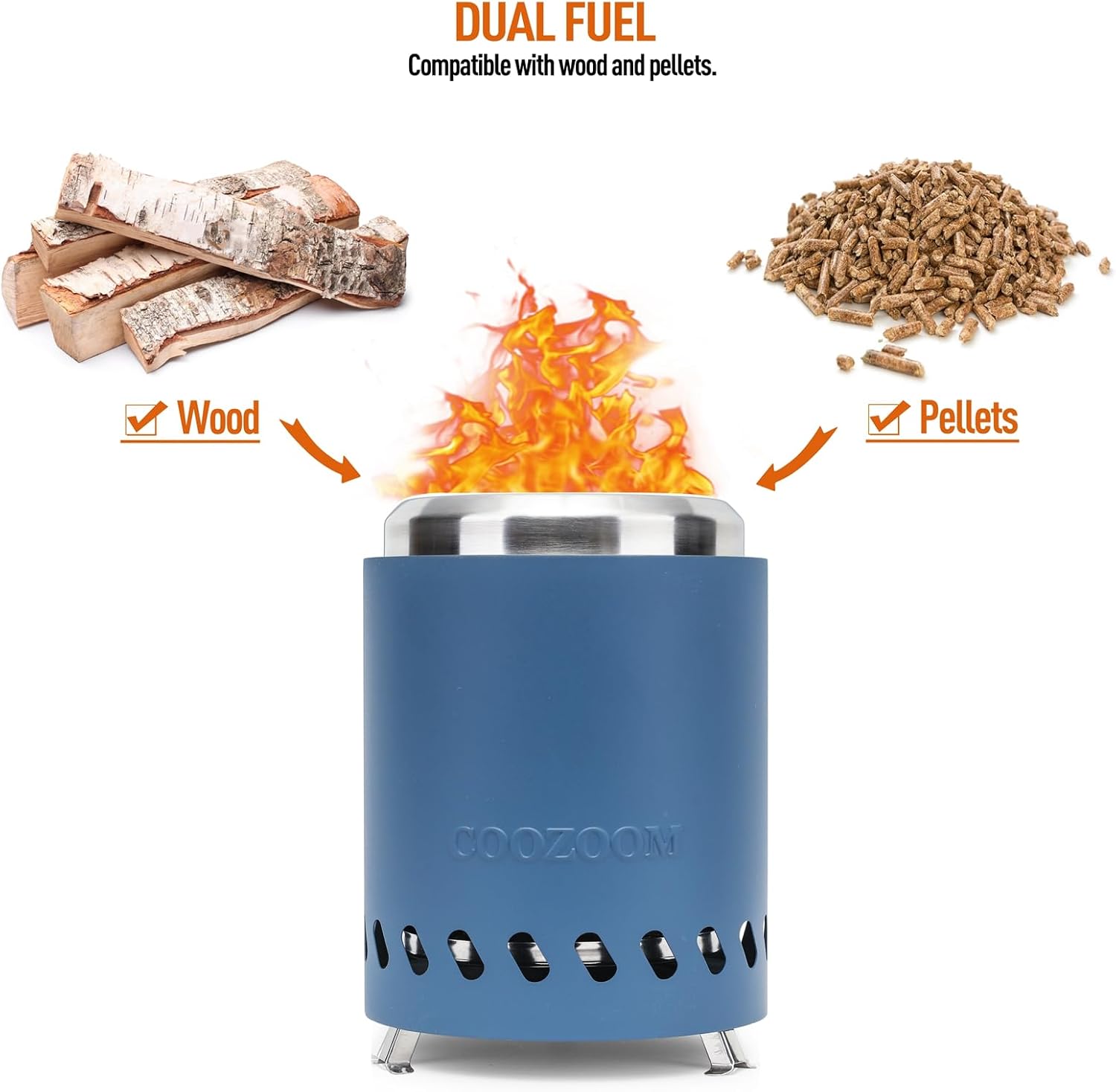 Chimenea portátil de mesa 8 “x 5.5” Mini estufa de acero inoxidable para exteriores con soporte, hoguera de mesa de bajo consumo de humo alimentado