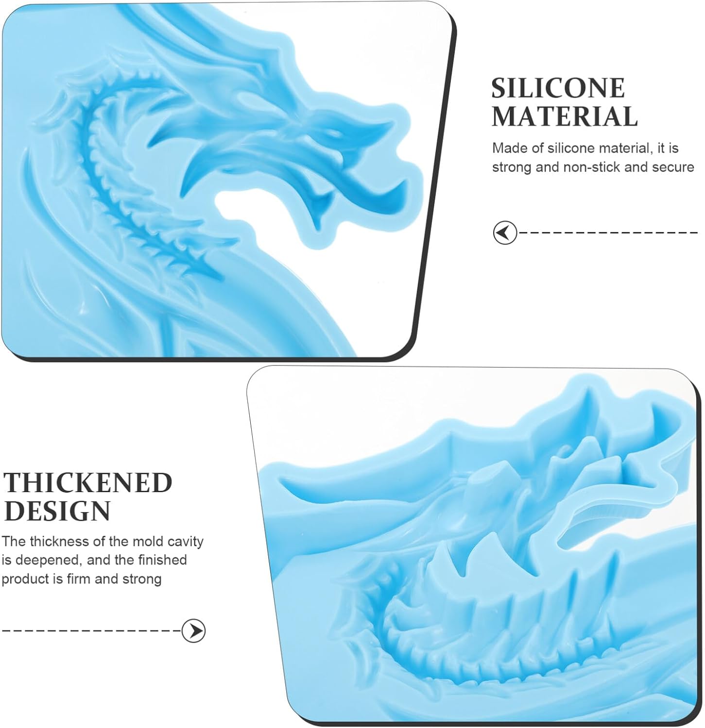 Molde de silicona en forma de dragón, molde de resina de resina epoxi, molde de tabla de servir para almacenamiento de joyas, decoración del hogar