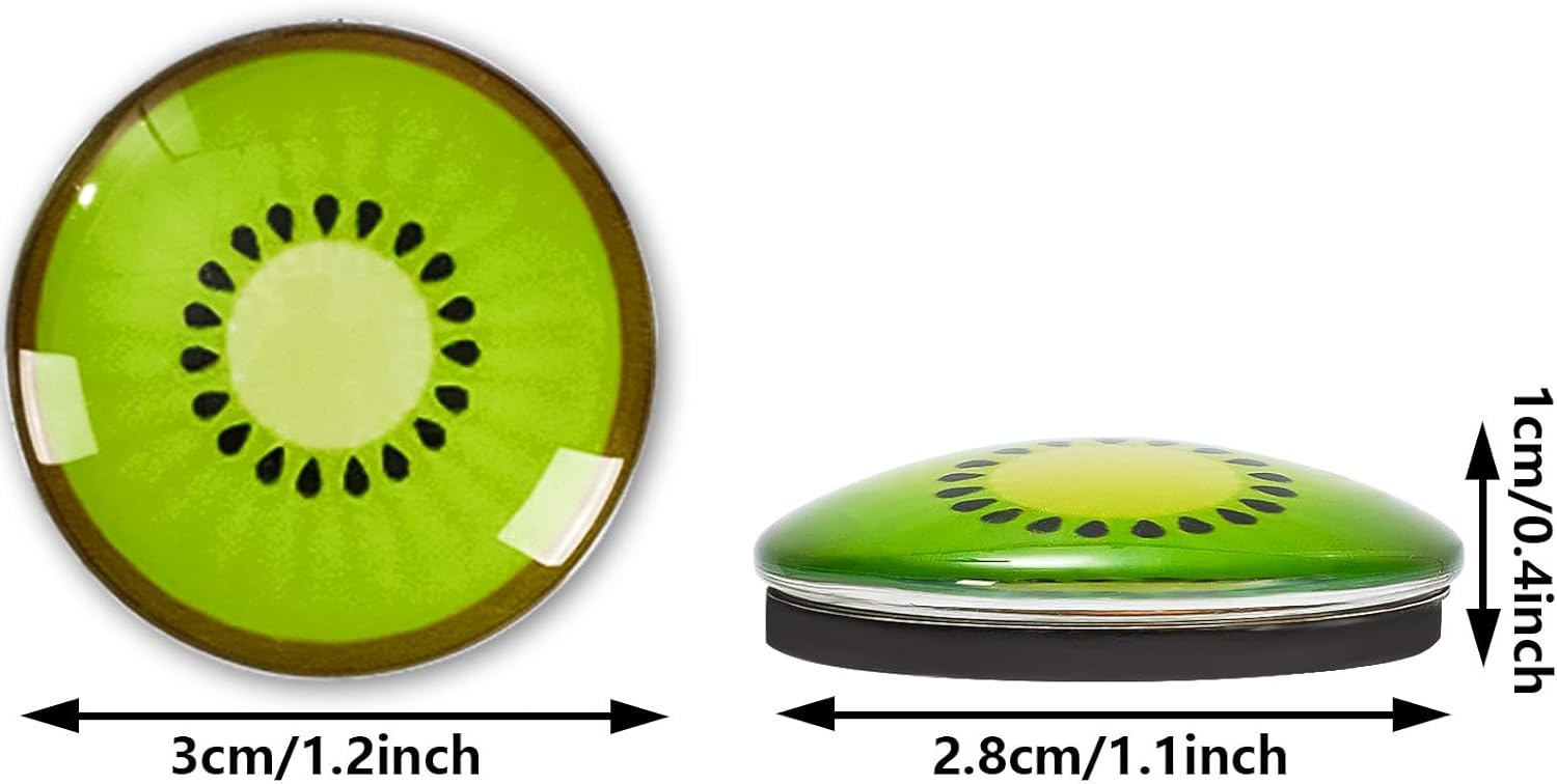 Whaline Imanes redondos para refrigerador de frutas, 18 unidades, imanes de cristal para nevera, coloridos, naranja y limón, calcomanías magnéticas