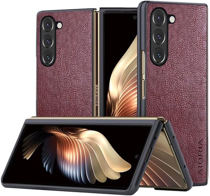 AIORIA Funda para Samsung Galaxy Z Fold5 7.6 “Pantalla Premium PU Funda de cuero PU Diseño retro Business Funda protectora completa para Samsung
