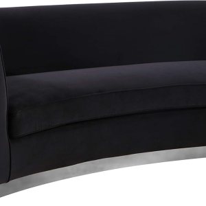 Meridian Furniture Julian Collection Modern  Sofá tapizado de terciopelo contemporáneo con base de acero inoxidable en acabado cromado pulido, Meridian Furniture Julian Collection Modern  Sofá tapizado de terciopelo contemporáneo con base de acero inoxidable en acabado cromado pulido,