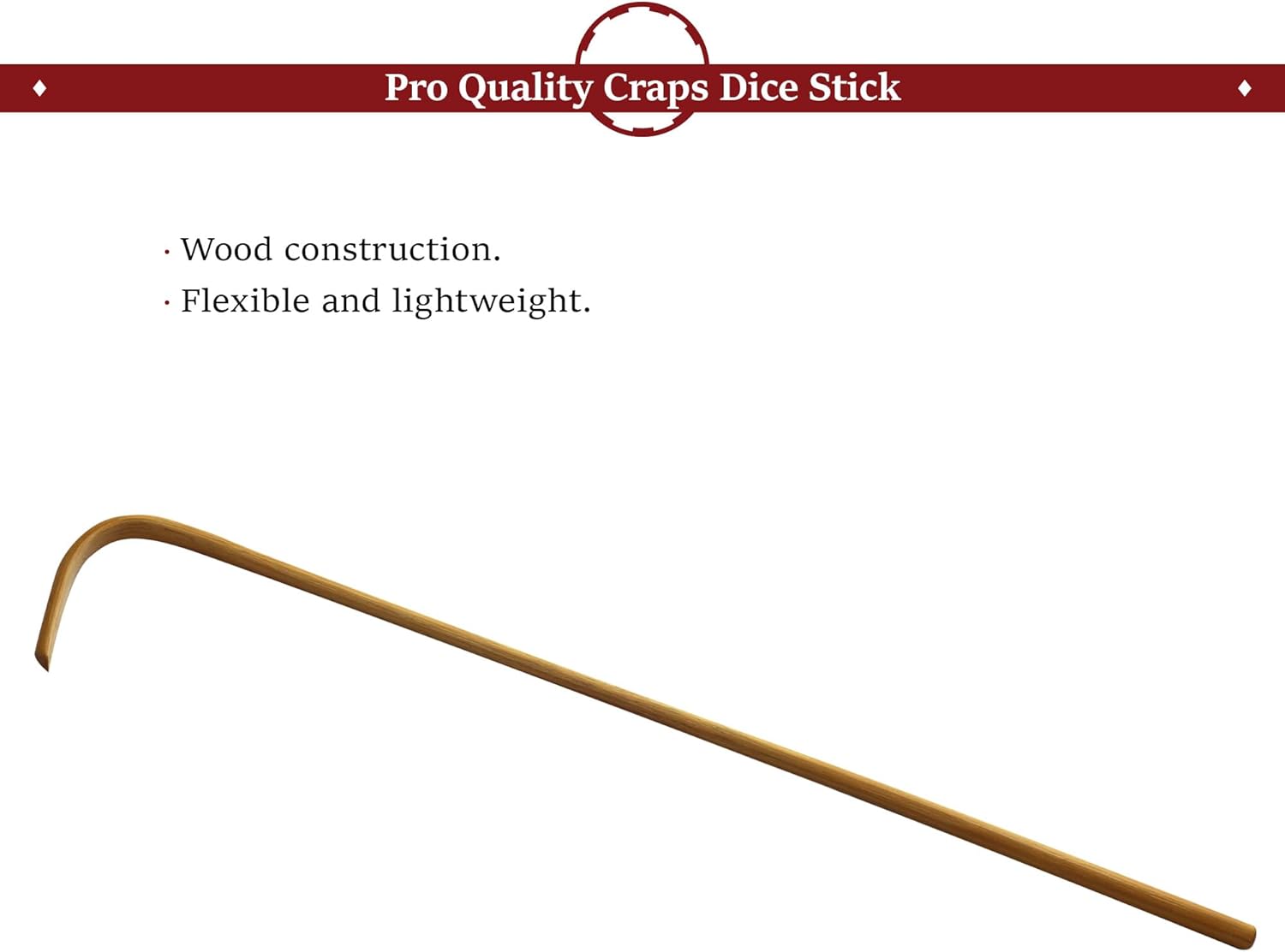 CGS Craps Dice Stick  Bastón de ratán  Madera flexible  48 pulgadas de longitud para mesas de dados de tamaño casino  Equipo esencial de dados de